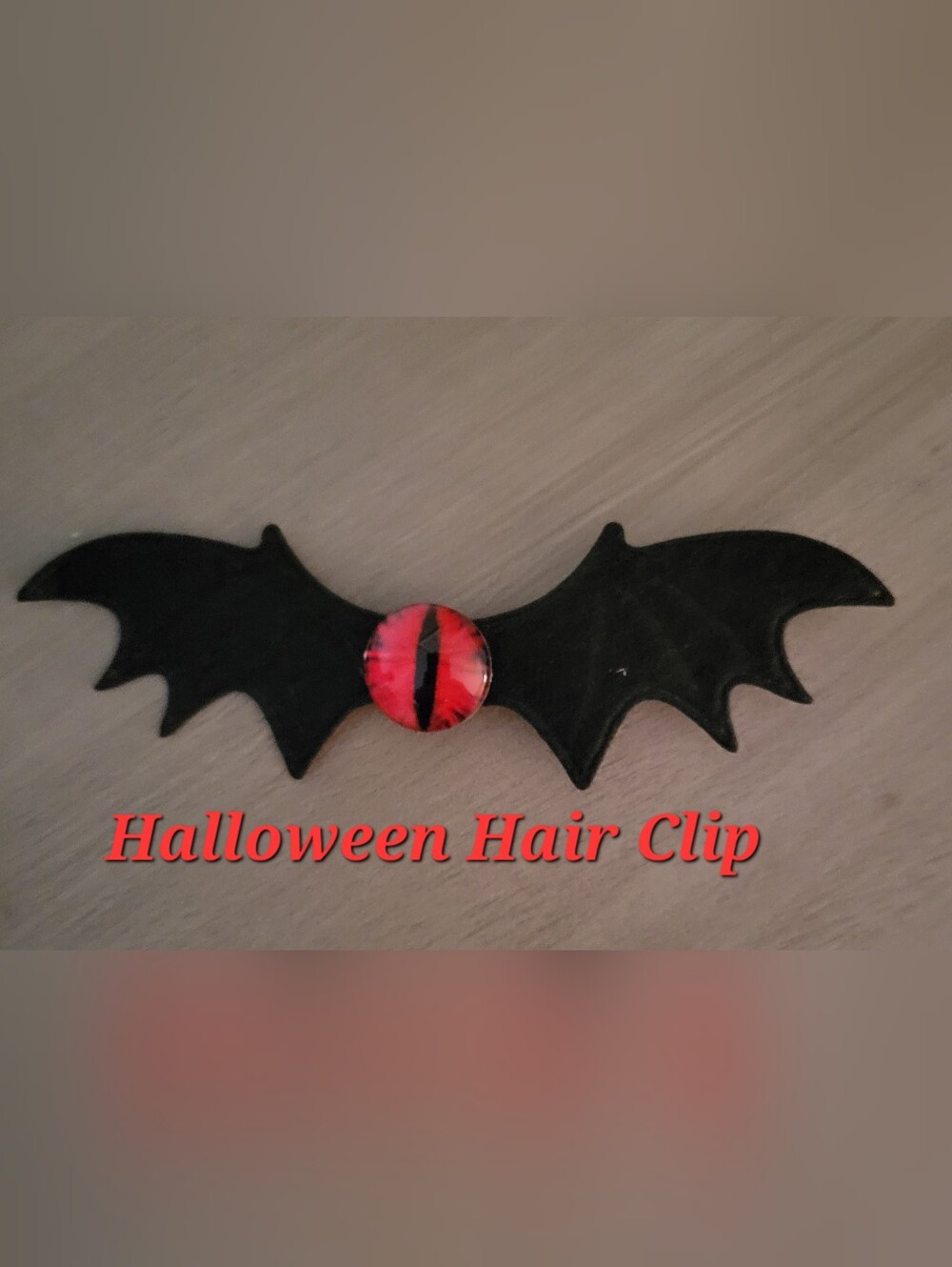 Black Bat Halloween Hair Clip with Red Eye Accent NWOT